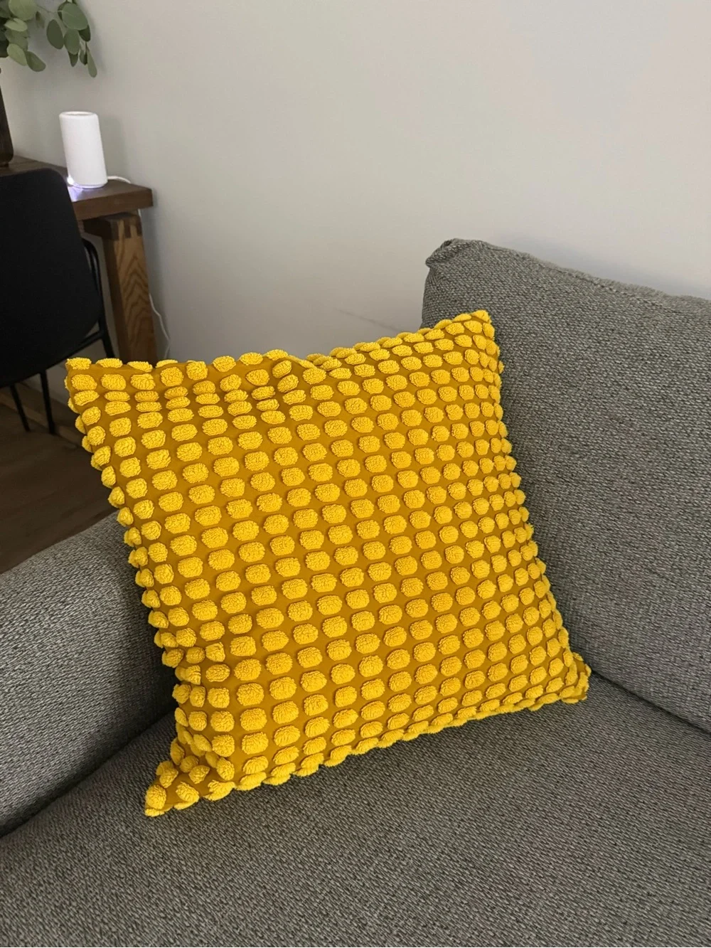 Mustard Yellow Textured Throw Pillow Cover 20x20 Tufted Dot Accent